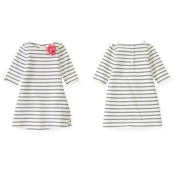 Janie and Jack Striped Classic Garden Dress w Pink Rosette - Picture 2 of 9